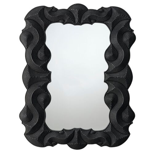 Baroque Resin/Iron Wall Mirror, Black 1 Baroque Resin/Iron Wall Mirror, Black