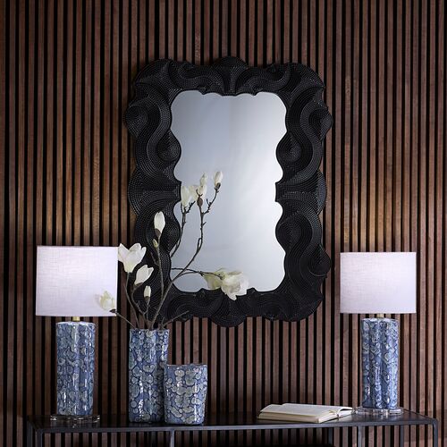 Baroque Resin/Iron Wall Mirror, Black 2 Baroque Resin/Iron Wall Mirror, Black