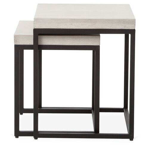 Silas Outdoor Concrete Nesting Side Tables, Black 1 Silas Outdoor Concrete Nesting Side Tables, Black