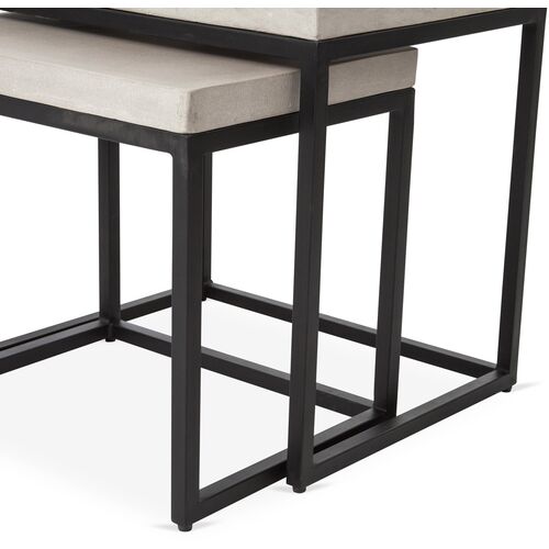 Silas Outdoor Concrete Nesting Side Tables, Black 4 Silas Outdoor Concrete Nesting Side Tables, Black