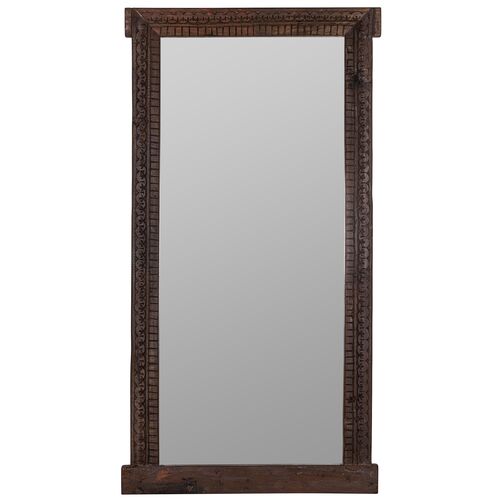 Ottavia Carved Wood Floor Mirror, Walnut 1 Ottavia Carved Wood Floor Mirror, Walnut