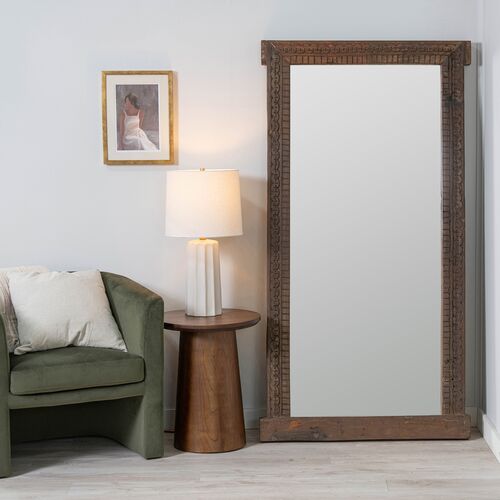 Ottavia Carved Wood Floor Mirror, Walnut 2 Ottavia Carved Wood Floor Mirror, Walnut