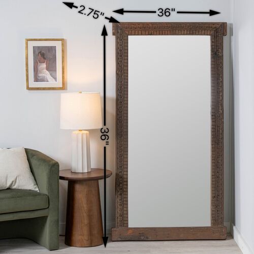 Ottavia Carved Wood Floor Mirror, Walnut 6 Ottavia Carved Wood Floor Mirror, Walnut