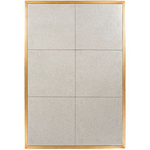 Kelvin Antiqued Tile Wall Mirror, Gold 1 Kelvin Antiqued Tile Wall Mirror, Gold