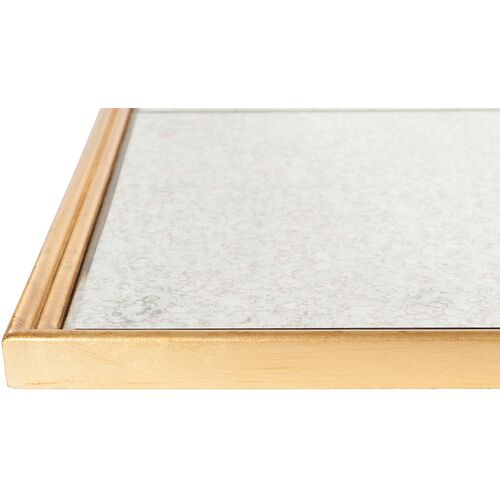Kelvin Antiqued Tile Wall Mirror, Gold 3 Kelvin Antiqued Tile Wall Mirror, Gold