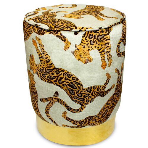 Cheetah Kings Pouf, Stone/Brown 1 Cheetah Kings Pouf, Stone/Brown