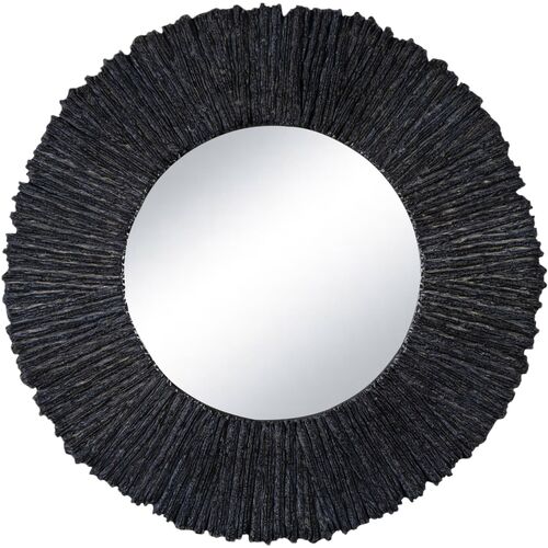 Slate Round Wall Mirror Round, Textured Black 1 Slate Round Wall Mirror Round, Textured Black