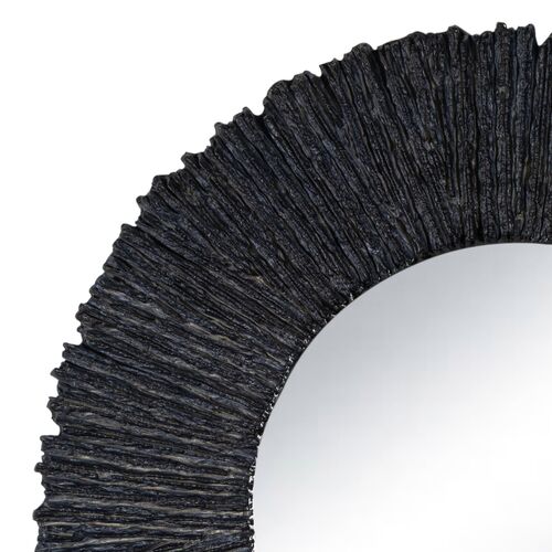 Slate Round Wall Mirror Round, Textured Black 2 Slate Round Wall Mirror Round, Textured Black
