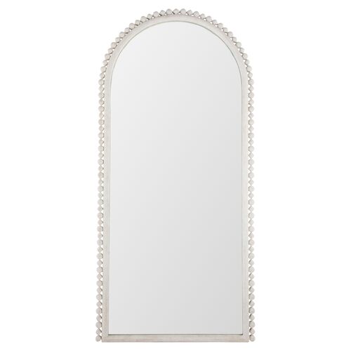 Belle Beaded Large Floor Mirror, Distressed White 1 Belle Beaded Large Floor Mirror, Distressed White