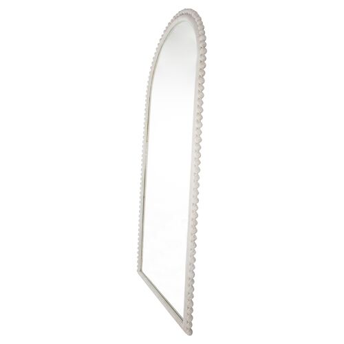 Belle Beaded Large Floor Mirror, Distressed White 2 Belle Beaded Large Floor Mirror, Distressed White