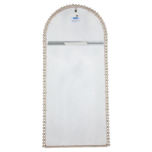 Belle Beaded Large Floor Mirror, Distressed White 3 Belle Beaded Large Floor Mirror, Distressed White