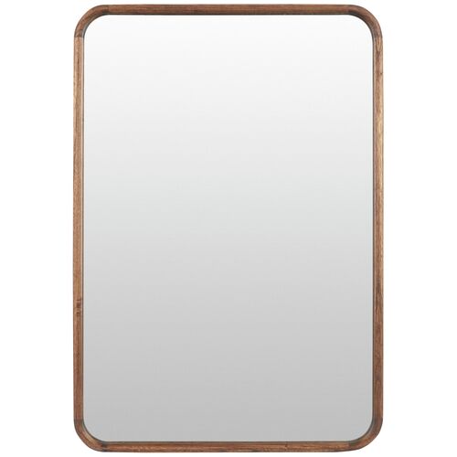 Ella Rectangular Wood Wall Mirror, Brown 1 Ella Rectangular Wood Wall Mirror, Brown