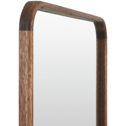 Ella Rectangular Wood Wall Mirror, Brown 3 Ella Rectangular Wood Wall Mirror, Brown