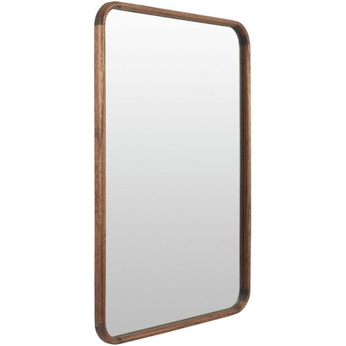Ella Rectangular Wood Wall Mirror, Brown 4 Ella Rectangular Wood Wall Mirror, Brown