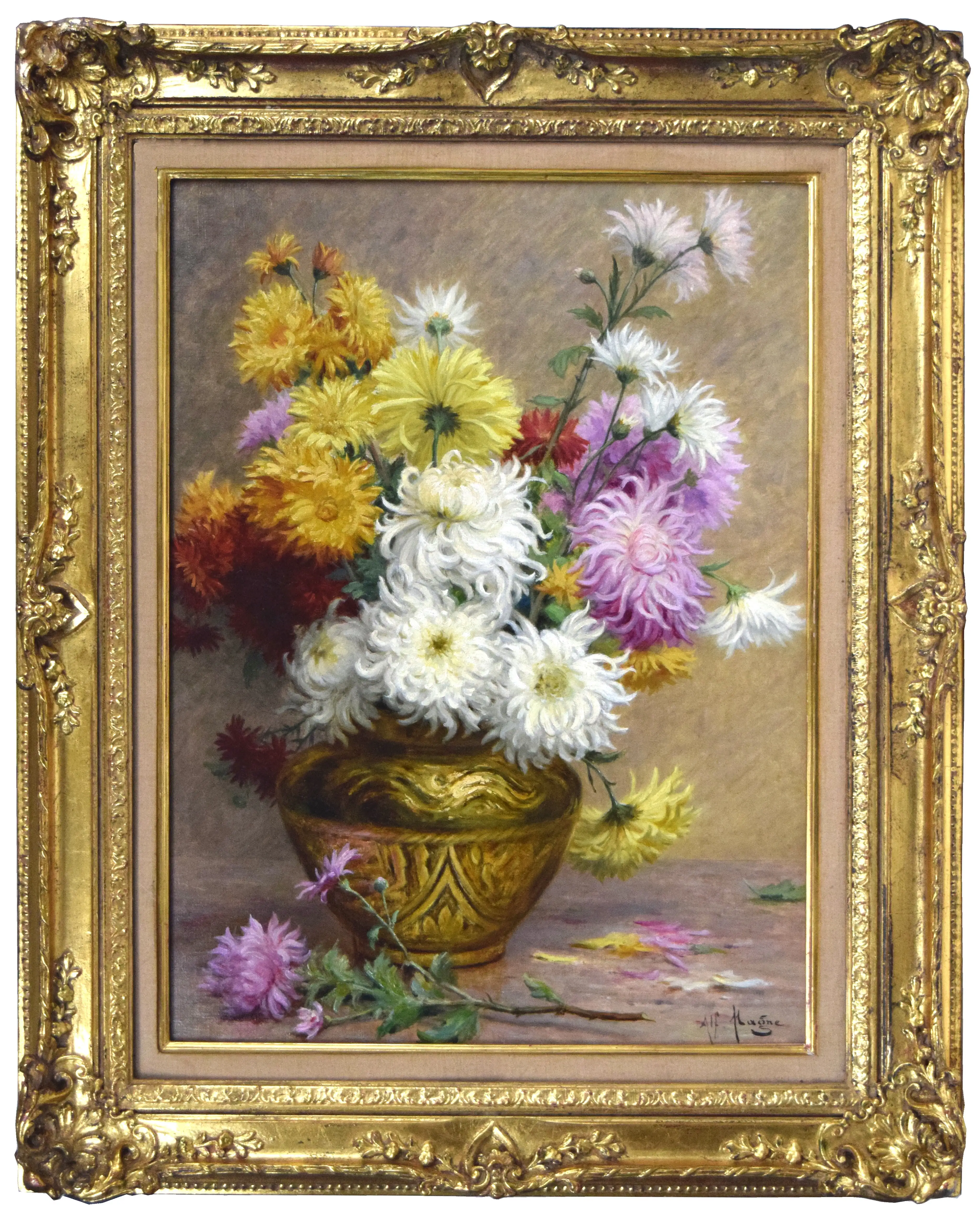 Antique French Floral Still Life - Magne 1 Antique French Floral Still Life - Magne