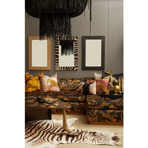 Ostrich Leather Rectangle Wall Mirror, Black 4 Ostrich Leather Rectangle Wall Mirror, Black