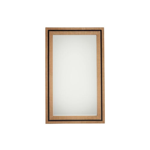 La Costa Rectangular Raffia Wall Mirror, Natural/Black 1 La Costa Rectangular Raffia Wall Mirror, Natural/Black