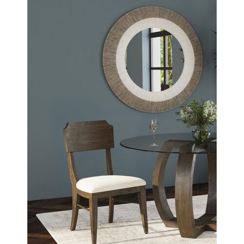 Natalie 48" Round Two-Tone Rope Wall Mirror, White/Gray 2 Natalie 48" Round Two-Tone Rope Wall Mirror, White/Gray