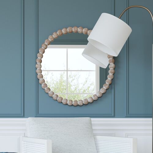 Gio 30" Round Wall Mirror, Whitewash 2 Gio 30" Round Wall Mirror, Whitewash