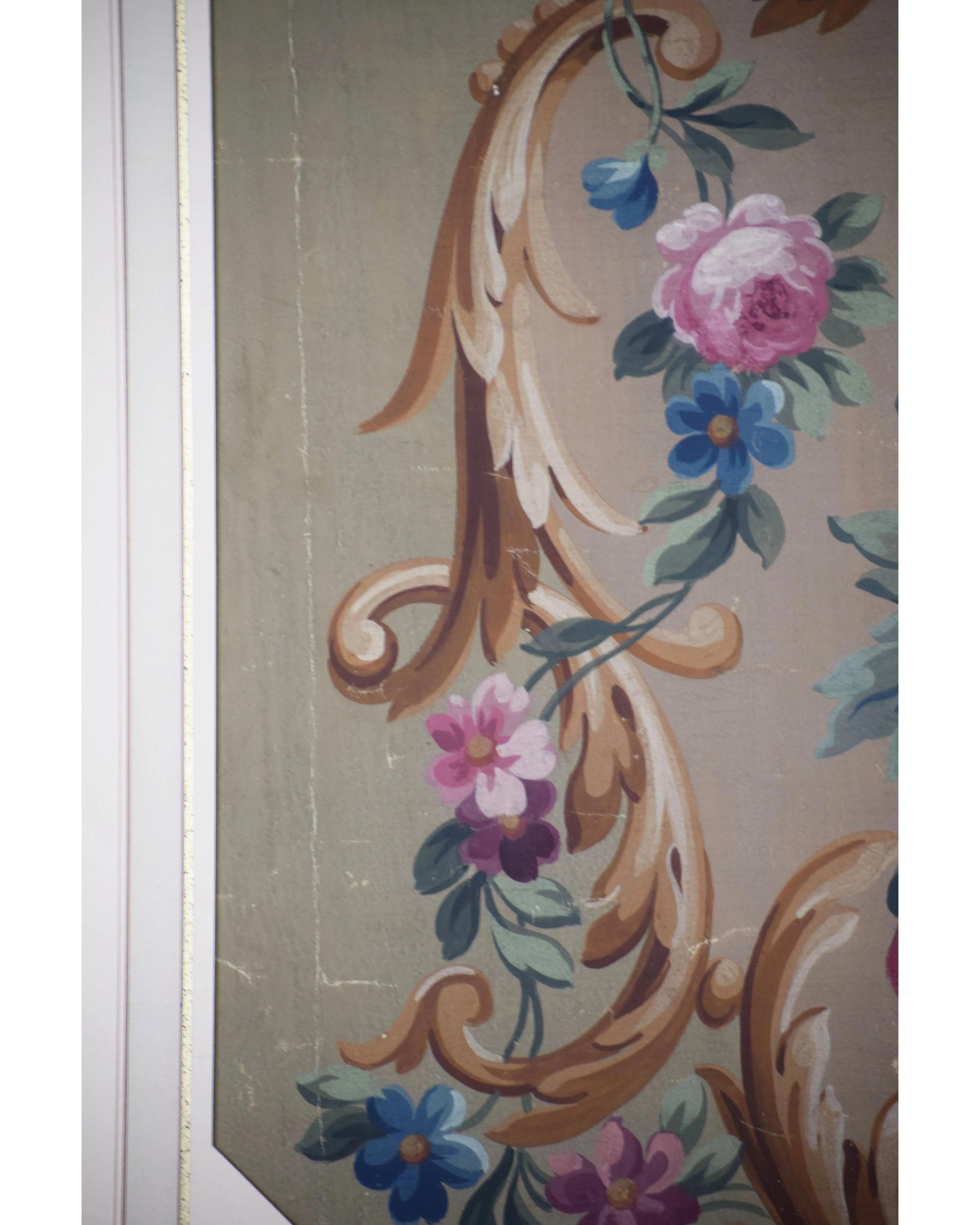 Antique French Aubusson Gouache Painting 12 Antique French Aubusson Gouache Painting
