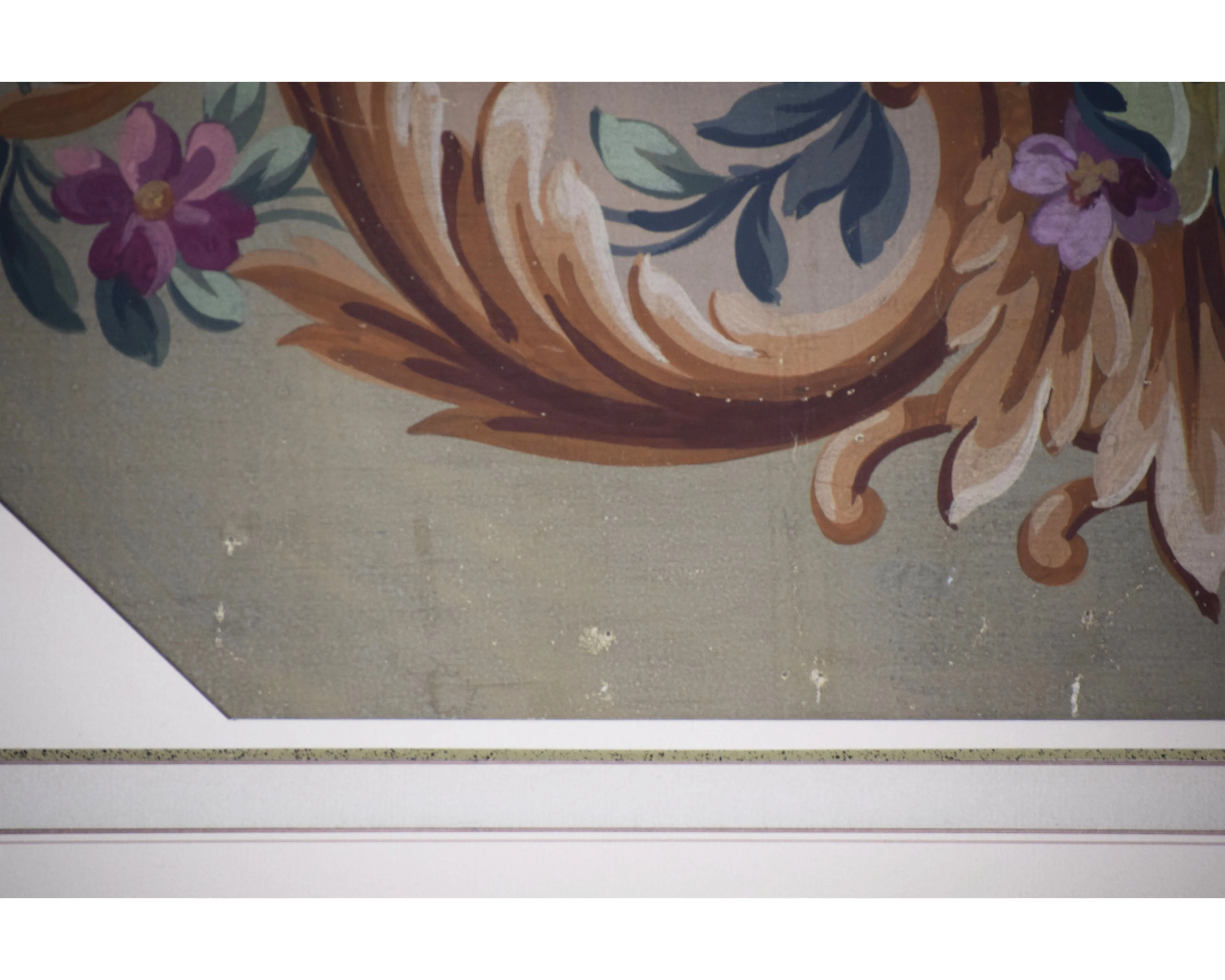 Antique French Aubusson Gouache Painting 13 Antique French Aubusson Gouache Painting