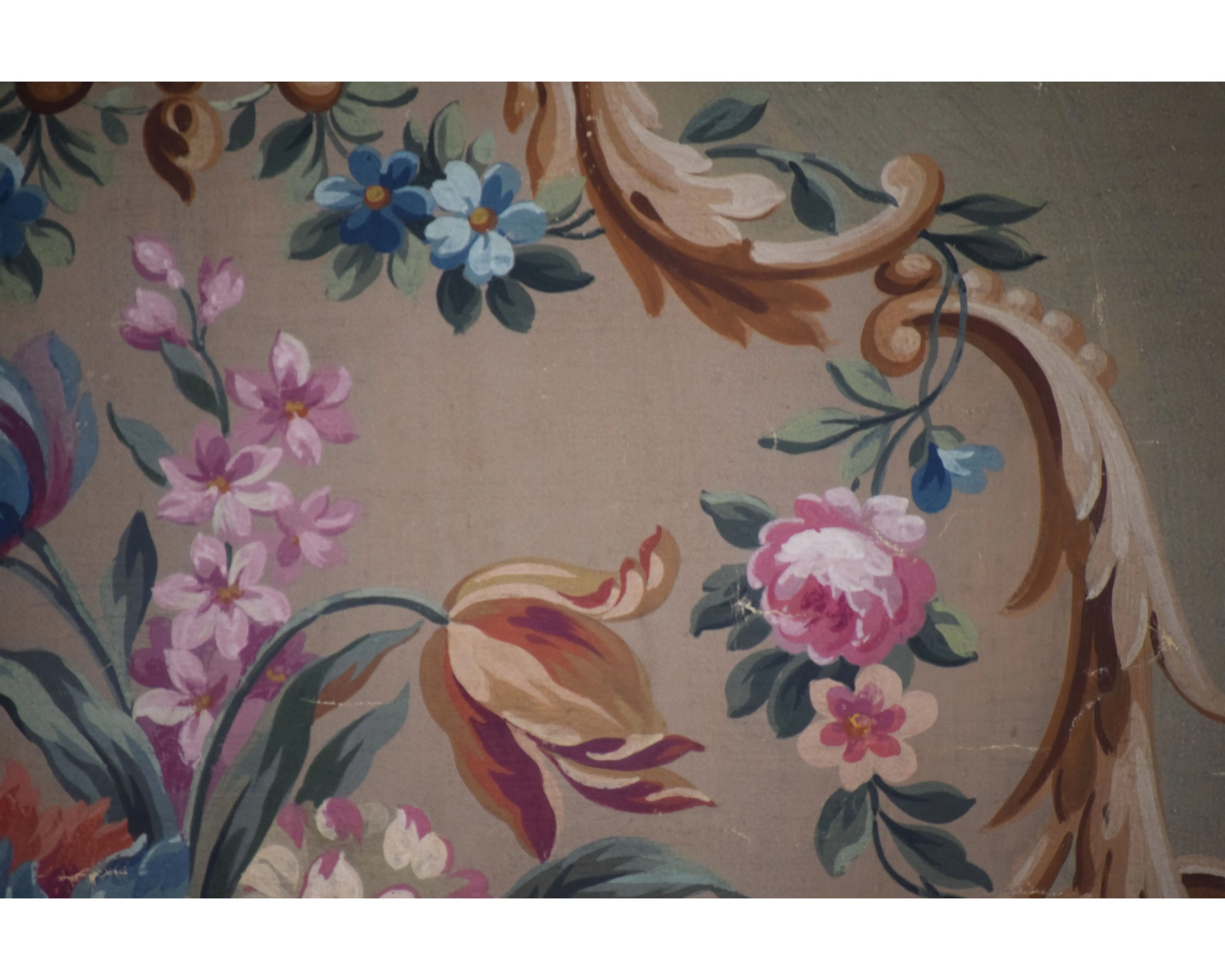 Antique French Aubusson Gouache Painting 8 Antique French Aubusson Gouache Painting