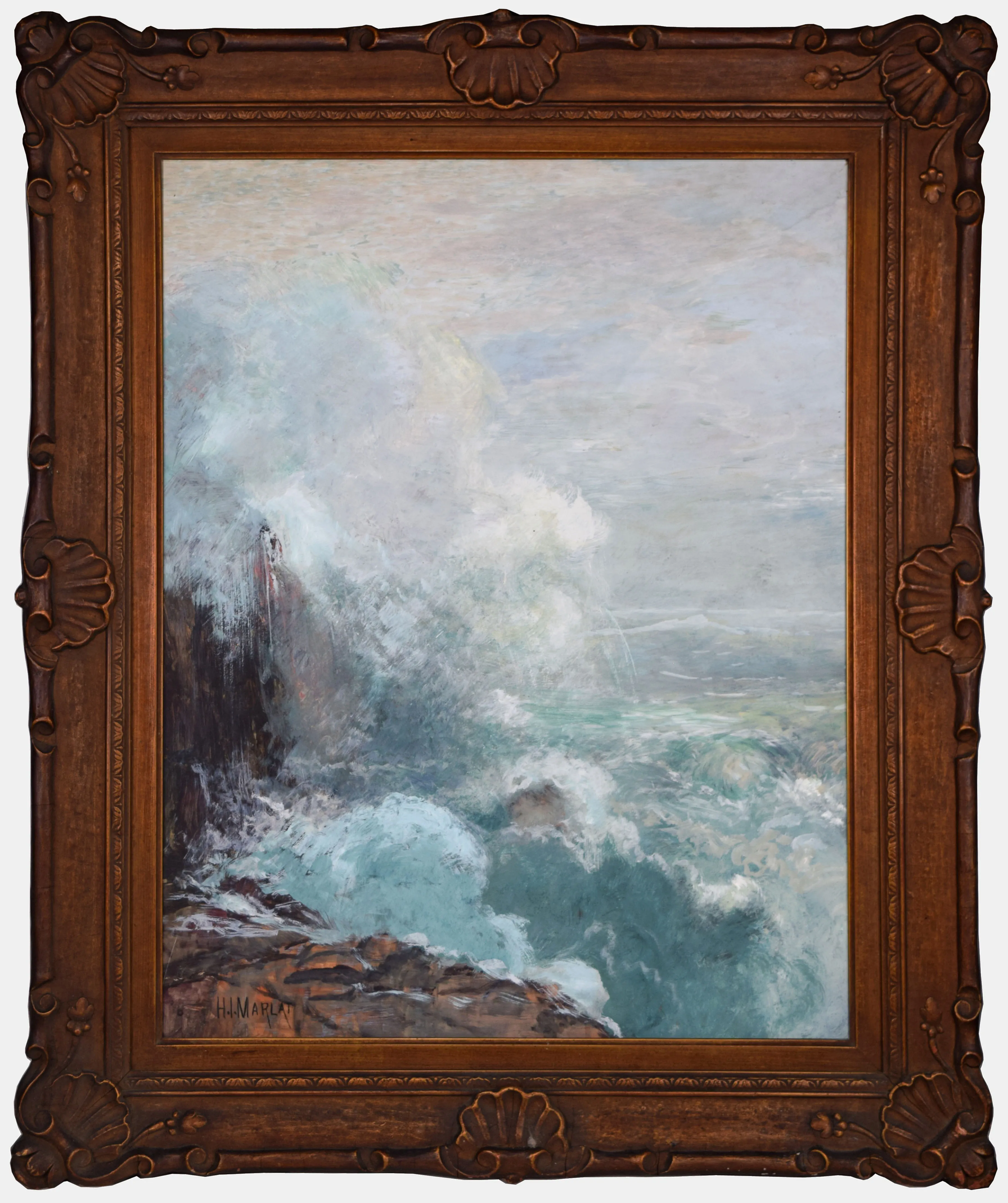 19thC Seascape Painting H Irving Marlatt