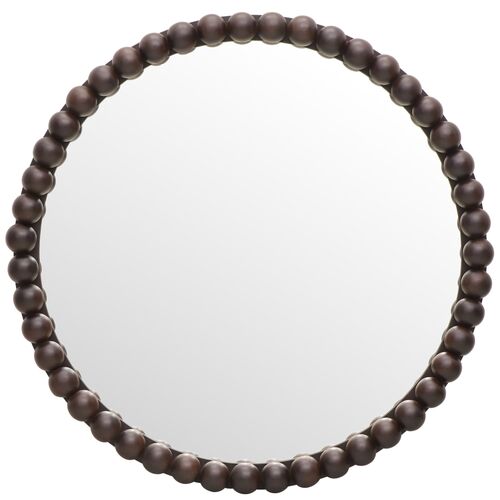 Jorrena Round Wall Mirror, Walnut 1 Jorrena Round Wall Mirror, Walnut