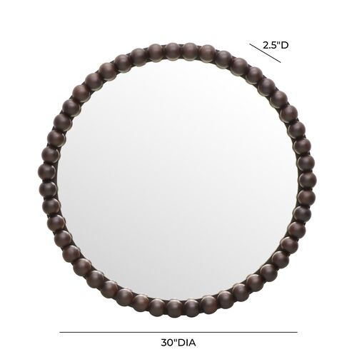 Jorrena Round Wall Mirror, Walnut 5 Jorrena Round Wall Mirror, Walnut