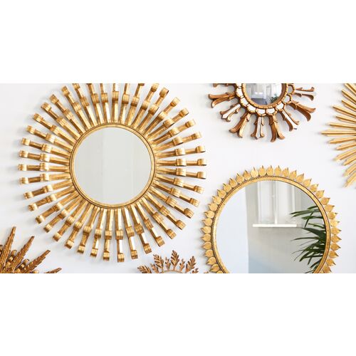 Summer Sunburst 27" Round Wall Mirror, Gold 2 Summer Sunburst 27" Round Wall Mirror, Gold