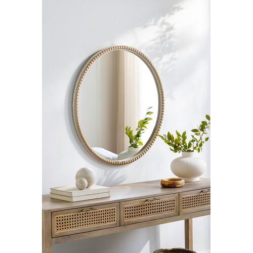 Dover 33" Round Wood Wall Mirror, Natural 2 Dover 33" Round Wood Wall Mirror, Natural