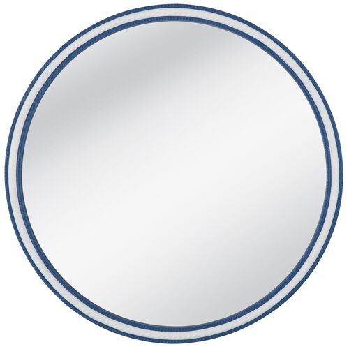 Hampton Rope Wall Mirror, Blue/White 3 Hampton Rope Wall Mirror, Blue/White