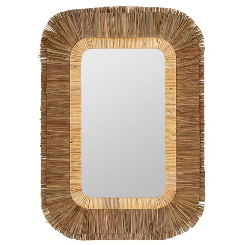 Eliza Rattan and Sea Grass Wall Mirror, Natural 1 Eliza Rattan and Sea Grass Wall Mirror, Natural