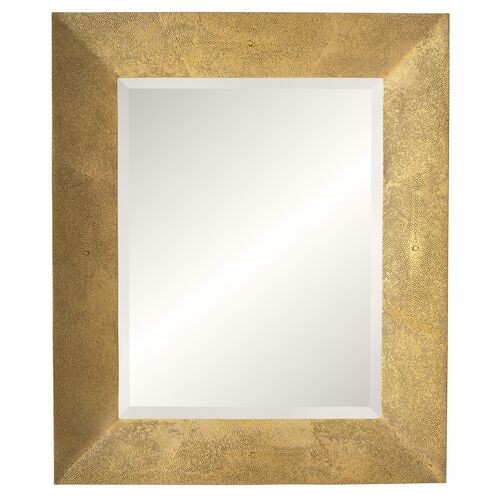 Ilianna 25" x 30" Faux Shagreen Wall Mirror, Metallic Gold 1 Ilianna 25" x 30" Faux Shagreen Wall Mirror, Metallic Gold