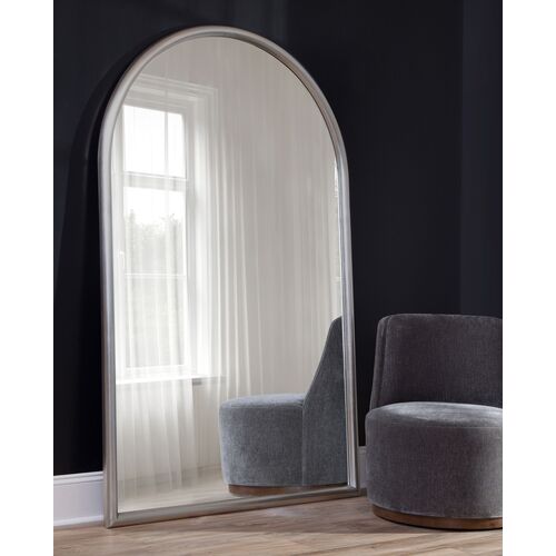 Saffron Leaner Arched Floor Mirror, Silver Leaf 2 Saffron Leaner Arched Floor Mirror, Silver Leaf