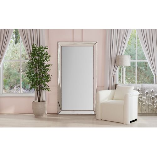 Evan Floor Mirror, White/Silver 2 Evan Floor Mirror, White/Silver