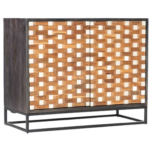 Commerce and Market Weaver 2-Door Bone Inlay Accent Chest, Brown 1 Commerce and Market Weaver 2-Door Bone Inlay Accent Chest, Brown