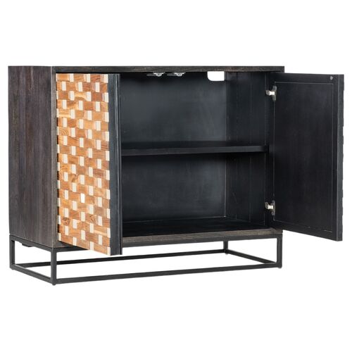 Commerce and Market Weaver 2-Door Bone Inlay Accent Chest, Brown 2 Commerce and Market Weaver 2-Door Bone Inlay Accent Chest, Brown