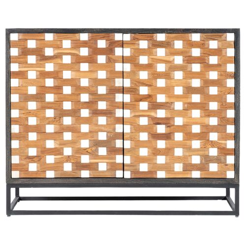 Commerce and Market Weaver 2-Door Bone Inlay Accent Chest, Brown 3 Commerce and Market Weaver 2-Door Bone Inlay Accent Chest, Brown