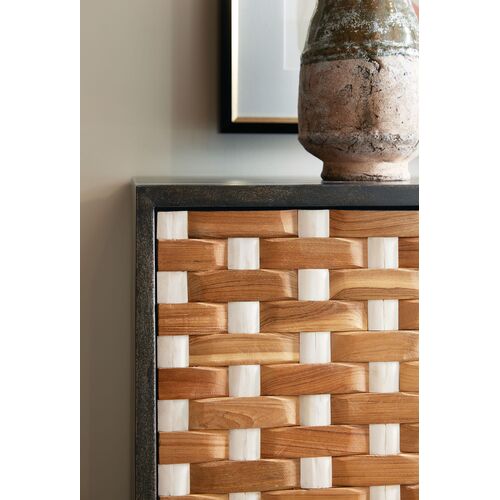 Commerce and Market Weaver 2-Door Bone Inlay Accent Chest, Brown 5 Commerce and Market Weaver 2-Door Bone Inlay Accent Chest, Brown