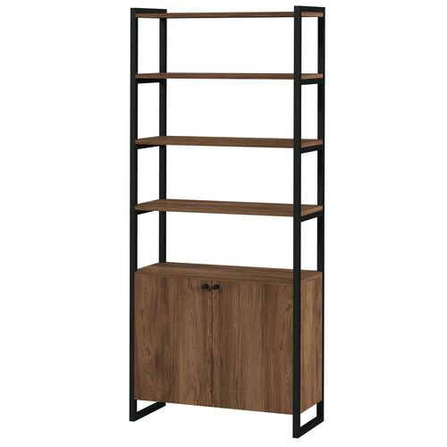 Darren 73" Two-Door Bookcase Etagere, Walnut 1 Darren 73" Two-Door Bookcase Etagere, Walnut