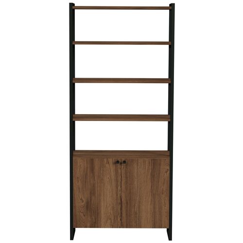 Darren 73" Two-Door Bookcase Etagere, Walnut 2 Darren 73" Two-Door Bookcase Etagere, Walnut