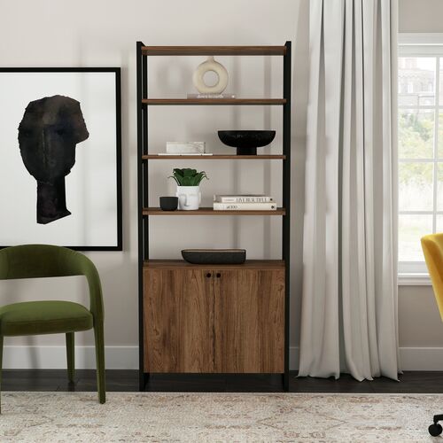 Darren 73" Two-Door Bookcase Etagere, Walnut 6 Darren 73" Two-Door Bookcase Etagere, Walnut