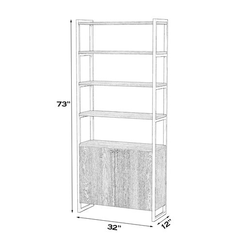 Darren 73" Two-Door Bookcase Etagere, Walnut 7 Darren 73" Two-Door Bookcase Etagere, Walnut
