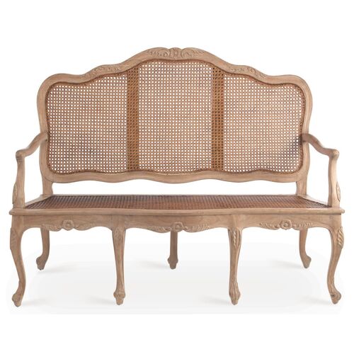 Cane Three-Seat Sofa, Natural