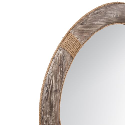 Grafton 44" Round Wood Wall Mirror, Brown 2 Grafton 44" Round Wood Wall Mirror, Brown