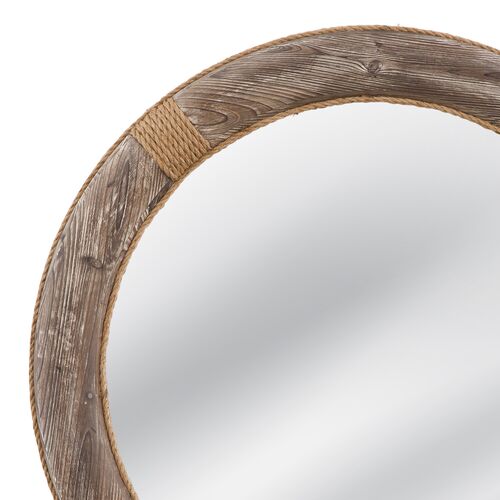 Grafton 44" Round Wood Wall Mirror, Brown 3 Grafton 44" Round Wood Wall Mirror, Brown