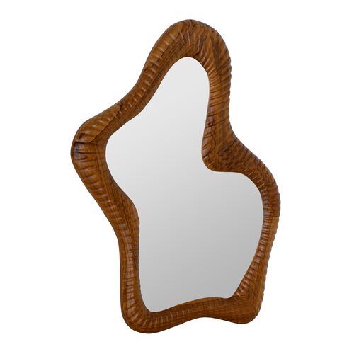 Virel Abstract Teakwood Wall Mirror, Natural 3 Virel Abstract Teakwood Wall Mirror, Natural