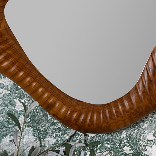 Virel Abstract Teakwood Wall Mirror, Natural 4 Virel Abstract Teakwood Wall Mirror, Natural