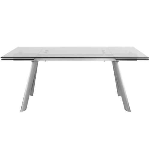 Delano 102" Extension Glass Dining Table, Brushed Stainless Steel 3 Delano 102" Extension Glass Dining Table, Brushed Stainless Steel